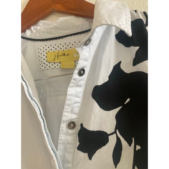 Anthropologie X Jo Faulkner Button-Front Black White Floral Asymmetrical Dress S - Picture 7 of 12